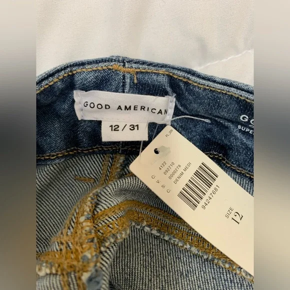 New Good American Good Curve Straight Sz 12 Jeans - Picture 7 of 7